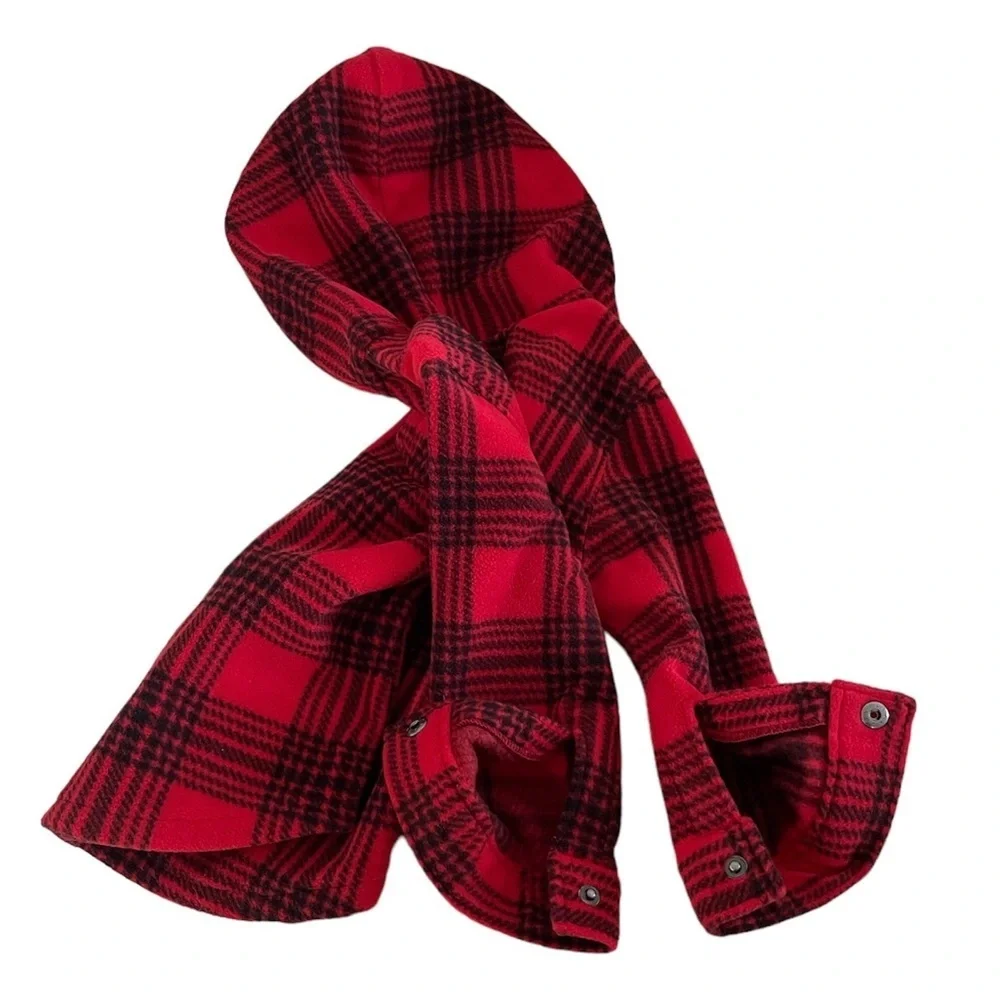 Old Navy Red & Black Plaid Snap Button Hooded Jacket Baby Girl 18-24 Months
